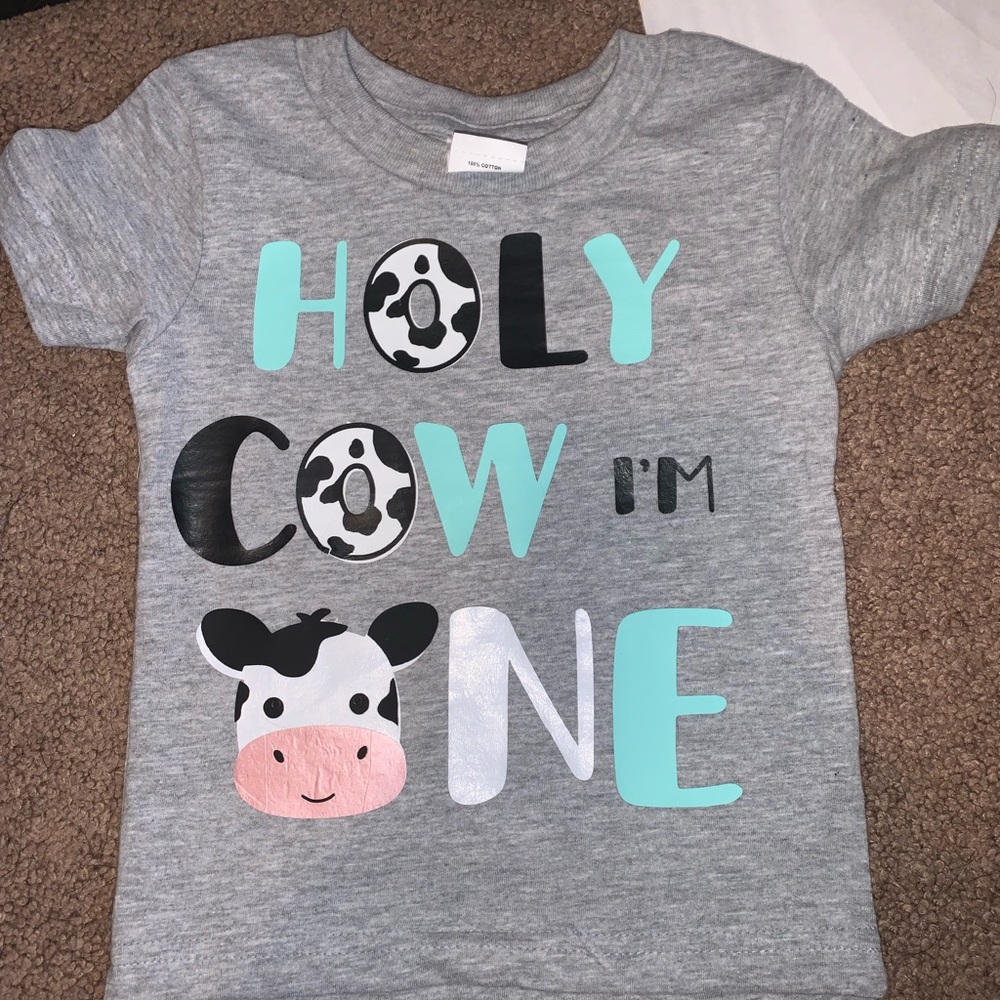 “Holy cow I’m one” boys tshirt size 12-18 months
